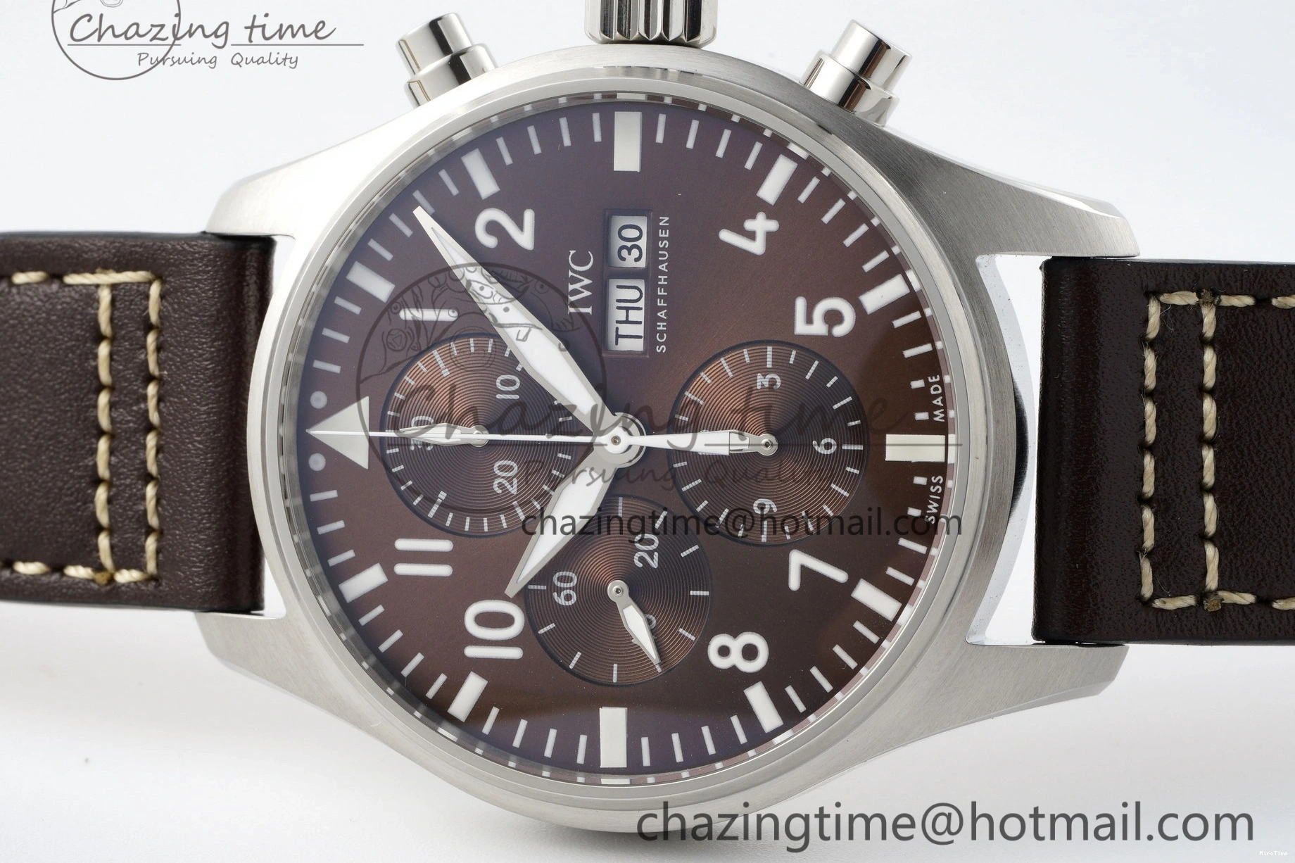 MIROTIME 1222 Thermal Pilot Chrono SS AZF 1:1 Best Edition Brown Dial on Brown Leather Strap A 7062